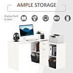 Homcom Modern L-shaped Computer Desk, Laptop Pc Corner Table, Home Office Workstation With Spacious Storage, White