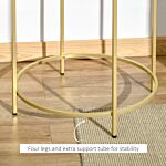 Homcom Round Side Table Morden Coffee Tables With Gold Metal Base, Table With Tempered Glass Tabletop, For Living Room, Bedroom, Dining Room