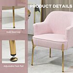 Homcom Fabric Accent Chair, Modern Armchair With Metal Legs For Living Room, Bedroom, Home Office, Pink