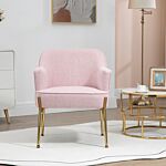 Homcom Fabric Accent Chair, Modern Armchair With Metal Legs For Living Room, Bedroom, Home Office, Pink