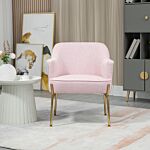 Homcom Fabric Accent Chair, Modern Armchair With Metal Legs For Living Room, Bedroom, Home Office, Pink