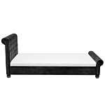 Bed Frame Black Velvet Upholstery Black Wooden Legs Super King Size 6ft Buttoned Glam Beliani