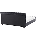 Bed Frame Black Velvet Upholstery Black Wooden Legs Super King Size 6ft Buttoned Glam Beliani