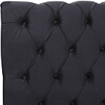 Bed Frame Black Velvet Upholstery Black Wooden Legs Super King Size 6ft Buttoned Glam Beliani