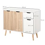 Homcom Sideboard Floor Standing Storage Cabinet With Drawer For Bedroom, Living Room, Home Office, Natural