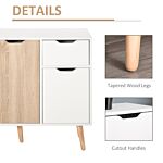 Homcom Sideboard Floor Standing Storage Cabinet With Drawer For Bedroom, Living Room, Home Office, Natural