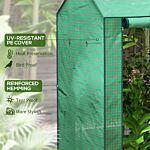 Outsunny 2-room Green House, Mini Greenhouse With 2 Roll-up Doors, Vent Holes And Reinforced Cover, 100 X 80 X 150cm