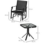 Outsunny Glider Rocking Chair & Table Set 2 Single Seaters Rocker Garden Swing Chair Patio Furniture Bistro Set