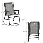 Outsunny Set Of 6 Patio Folding Chair Set, Garden Portable Chairs W/ Armrest, Breathable Mesh Fabric Seat, Backrest, For Camping, Beach, Grey