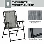 Outsunny Set Of 6 Patio Folding Chair Set, Garden Portable Chairs W/ Armrest, Breathable Mesh Fabric Seat, Backrest, For Camping, Beach, Grey