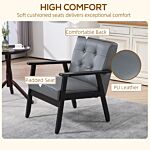 Homcom Accent Chair, Pu Leather Armchair, Occasional Chair With Beech Wood Frame For Living Room Reception Bedroom Balcony, Grey And Black