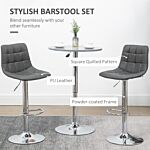 Homcom Bar Stools Set Of 2, Adjustable Breakfast Dining Stools For Kitchen, Modern Counter Barstools With 360° Swivel And Footrest, Grey