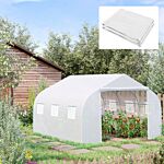 Outsunny 4.5 X 3 X 2m Greenhouse Replacement Cover Reinforced Gardening Plant Cover For Walk-in Growhouse With Zipper Door, White, Cover Only