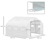 Outsunny 4.5 X 3 X 2m Greenhouse Replacement Cover Reinforced Gardening Plant Cover For Walk-in Growhouse With Zipper Door, White, Cover Only