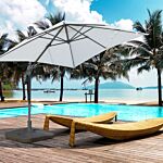 Outsunny Square Cantilever Patio Parasol Base Water Or Sand Filled With Wheels Crossbar Heavy-duty Umbrella Stand