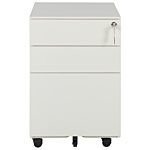 Office Storage Unit Off-white Steel With Castors 3 Drawers Key-locked Industrial Design Beliani