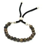 18k Gold Plated Gemstone Black String Bracelet - Tiger Eye