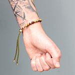 18k Gold Plated Gemstone Black String Bracelet - Tiger Eye