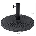 Outsunny Garden 15kg Round Parasol Base Cement Outdoor Umbrella Weight Stand Black