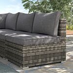 Outsunny Outdoor Garden Furniture Rattan Single Middle Sofa With Cushions For Backyard Porch Garden Poolside Deep Grey