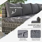 Outsunny Outdoor Garden Furniture Rattan Single Middle Sofa With Cushions For Backyard Porch Garden Poolside Deep Grey