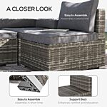 Outsunny Outdoor Garden Furniture Rattan Single Middle Sofa With Cushions For Backyard Porch Garden Poolside Deep Grey