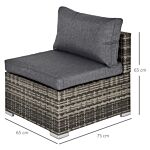 Outsunny Outdoor Garden Furniture Rattan Single Middle Sofa With Cushions For Backyard Porch Garden Poolside Deep Grey