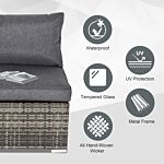 Outsunny Outdoor Garden Furniture Rattan Single Middle Sofa With Cushions For Backyard Porch Garden Poolside Deep Grey