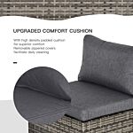 Outsunny Outdoor Garden Furniture Rattan Single Middle Sofa With Cushions For Backyard Porch Garden Poolside Deep Grey