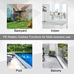 Outsunny Outdoor Garden Furniture Rattan Single Middle Sofa With Cushions For Backyard Porch Garden Poolside Deep Grey