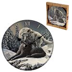 Decorative Fantasy Snow Kisses Wolf Wall Clock