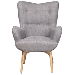 Wingback Chair With Ottoman Light Grey Fabric Buttoned Retro Style Beliani