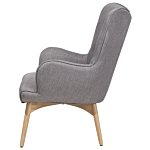 Wingback Chair With Ottoman Light Grey Fabric Buttoned Retro Style Beliani