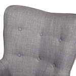 Wingback Chair With Ottoman Light Grey Fabric Buttoned Retro Style Beliani