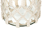 Lantern Off-white Glass 31x20cm Macrame Rope Handle Jar Single Candle Boho Beliani