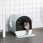 Pawhut Cat Litter Box Furniture Kitten Litter Tray With Hood Scoop Filter Flap Door, 43x44x47 Cm, Green