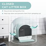 Pawhut Cat Litter Box Furniture Kitten Litter Tray With Hood Scoop Filter Flap Door, 43x44x47 Cm, Green