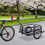 Homcom Bike Cargo Trailer Bicycle Cargo Storage Cart W/ Hitch Cycling Camping Luggage Storage Carrier Transport Steel Black