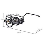 Homcom Bike Cargo Trailer Bicycle Cargo Storage Cart W/ Hitch Cycling Camping Luggage Storage Carrier Transport Steel Black