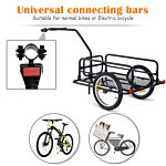 Homcom Bike Cargo Trailer Bicycle Cargo Storage Cart W/ Hitch Cycling Camping Luggage Storage Carrier Transport Steel Black