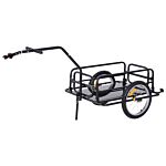 Homcom Bike Cargo Trailer Bicycle Cargo Storage Cart W/ Hitch Cycling Camping Luggage Storage Carrier Transport Steel Black