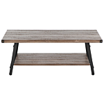 Coffee Table Taupe Wood With Storage Shelf 100 X 55 Cm Modern Industrial Living Room Beliani