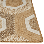 Runner Rug Beige Jute 80 X 300 Cm Geometric Pattern Hand Woven Boho Hallway Bedroom Beliani