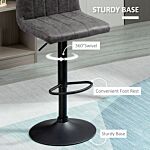 Homcom Set Of 2 Adjustable Height Bar Chairs With Footrest, Bar Stools Set Of 2 For Home Dining Areas, Pu Leather, Gas Lift, Grey