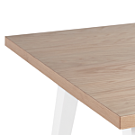 Dining Table Light Wood And White Rubberwood 150 X 90 Cm Legs Mdf Top In Oak Veneer Beliani