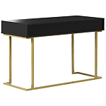 Console Table Black 2 Drawers With Ring Pull Handles Gold Metal Base Home Office Desk Living Room Accent Table Bedroom Dresser Glam Style Beliani