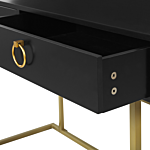 Console Table Black 2 Drawers With Ring Pull Handles Gold Metal Base Home Office Desk Living Room Accent Table Bedroom Dresser Glam Style Beliani