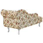 Chaise Lounge Beige Multicolour Right Hand Polyester Fabric Buttoned Nailheads Flower Pattern Beliani