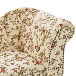 Chaise Lounge Beige Multicolour Right Hand Polyester Fabric Buttoned Nailheads Flower Pattern Beliani