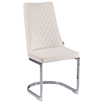 Set Of 2 Dining Chairs Off-white Velvet Armless High Back Cantilever Chair Living Room Beliani